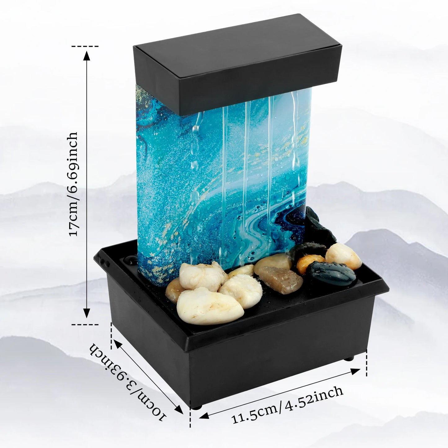 Tabletop Waterfall Fountain - Relaxation & Meditation Desktop Decor with LED Lights