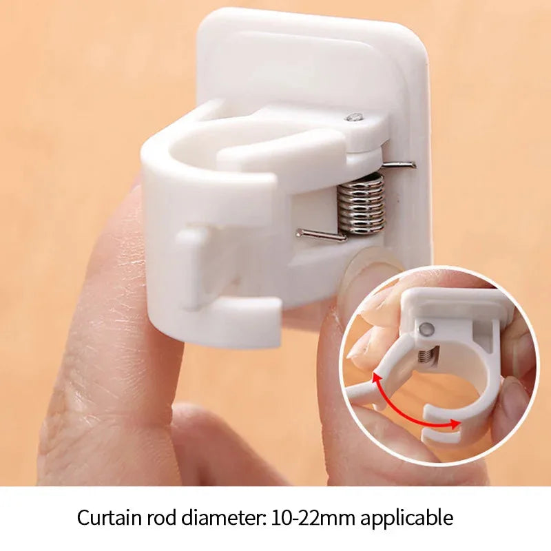 Adjustable Curtain Rod Clips - Self-Adhesive Nail-Free Wall Brackets