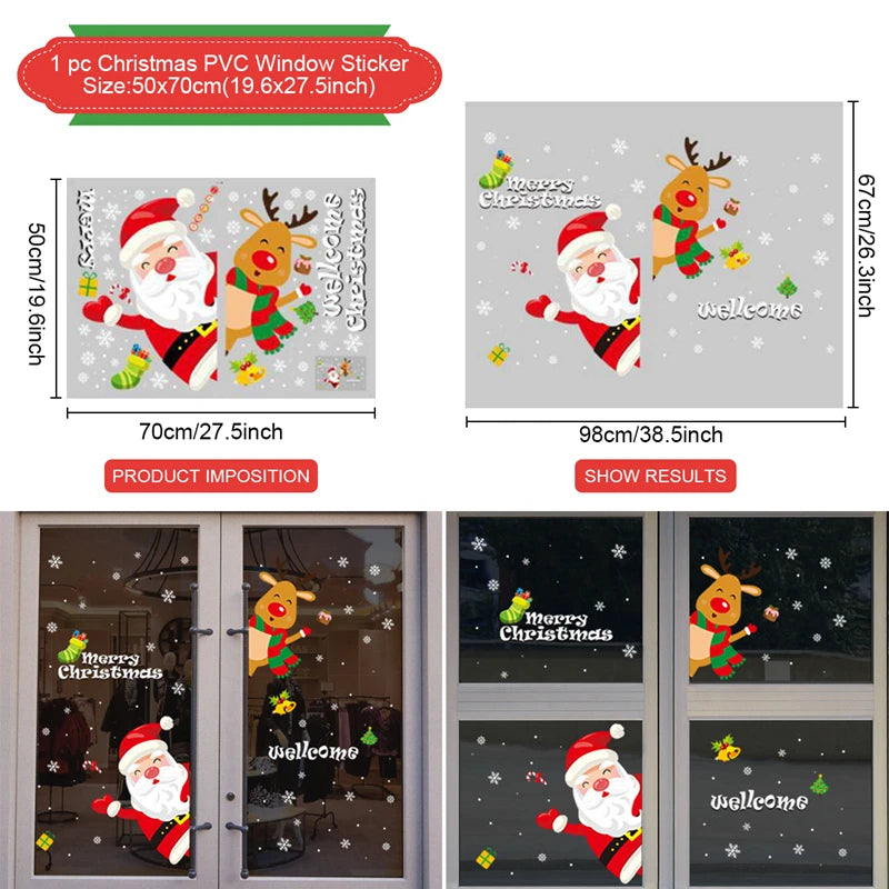 Christmas Window Stickers - Festive Holiday Decals for Home & Kids Room