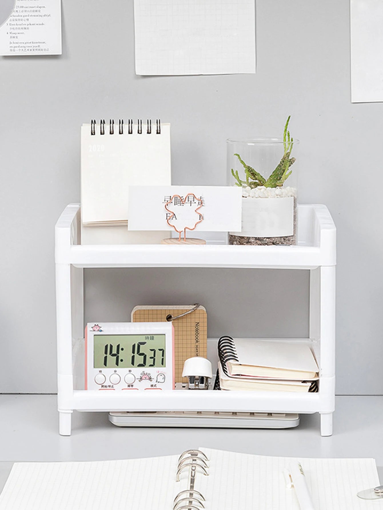 Desktop Storage Organizer - 2-Layer White Rack for Desk, Office, Cosmetics & Stationery