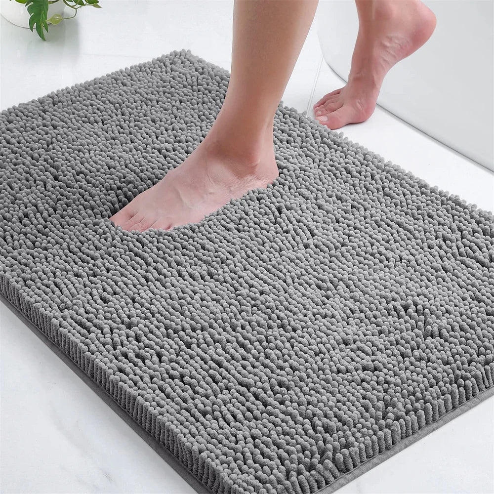 Ultra-Soft Chenille Bathroom Rug - Non-Slip Memory Foam Bath Mat with Anti-Slip Backing