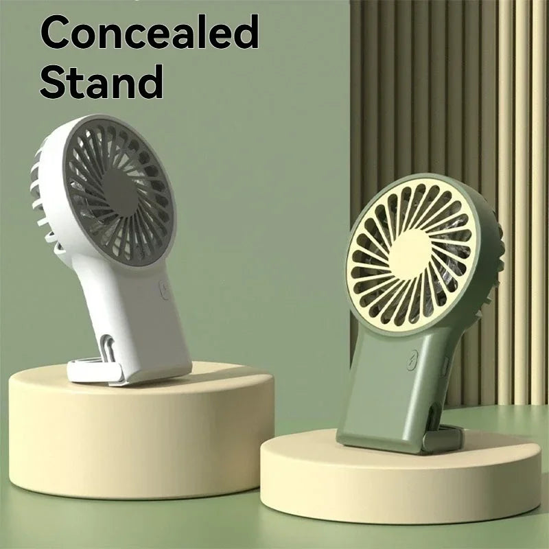 3-in-1 Foldable Mini Fan - Handheld, Desktop & Hook Mount with USB Charging