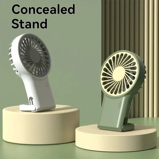 3-in-1 Foldable Mini Fan - Handheld, Desktop & Hook Mount with USB Charging