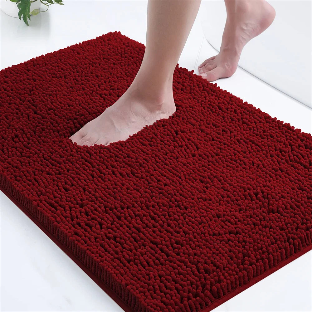 Ultra-Soft Chenille Bathroom Rug - Non-Slip Memory Foam Bath Mat with Anti-Slip Backing