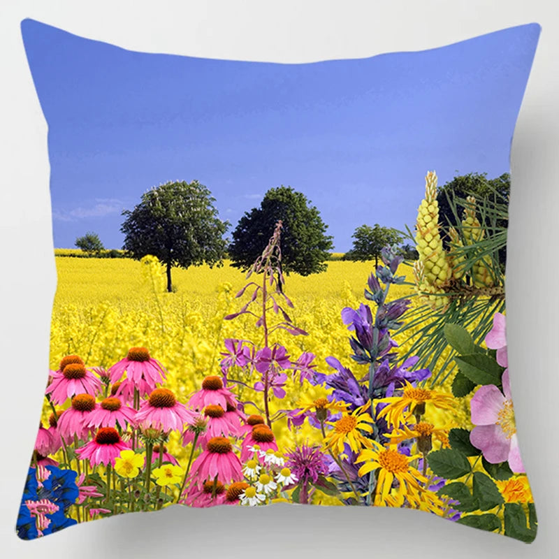 Lavender Pattern Throw Pillow Cover - Decorative Sofa Cushion Case for Living Room & Bedroom