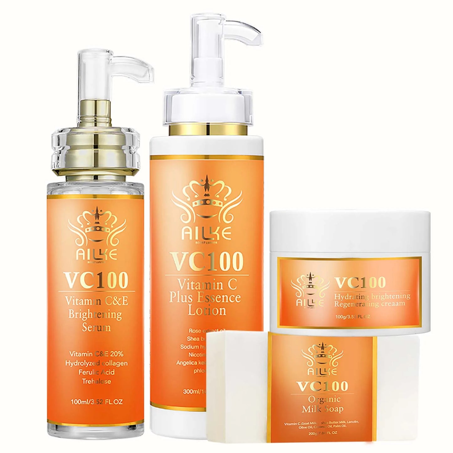 AILKE Vitamin C Brightening Kit - Complete Anti-Aging & Even Skin Tone System for Radiant Glow