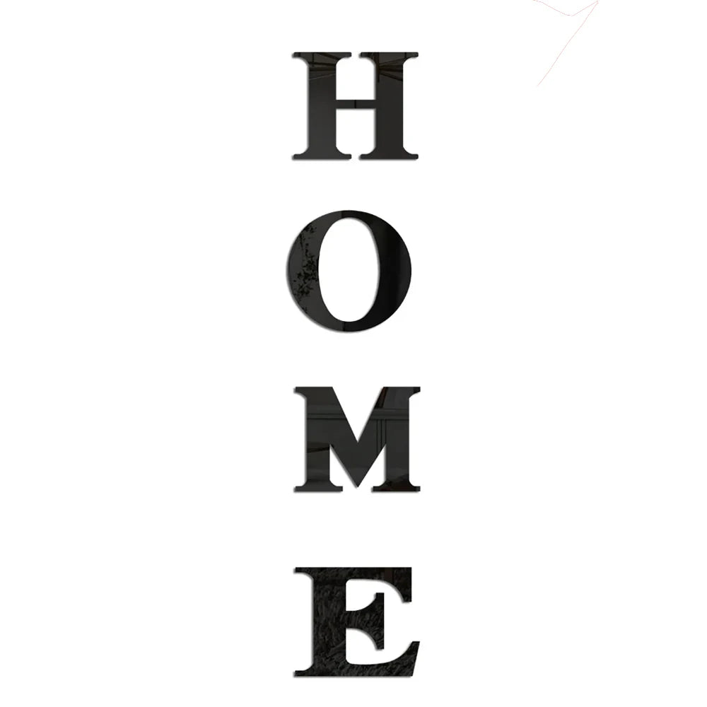 3D Mirror Wall Stickers - Removable Acrylic Letter Decals for Home Décor