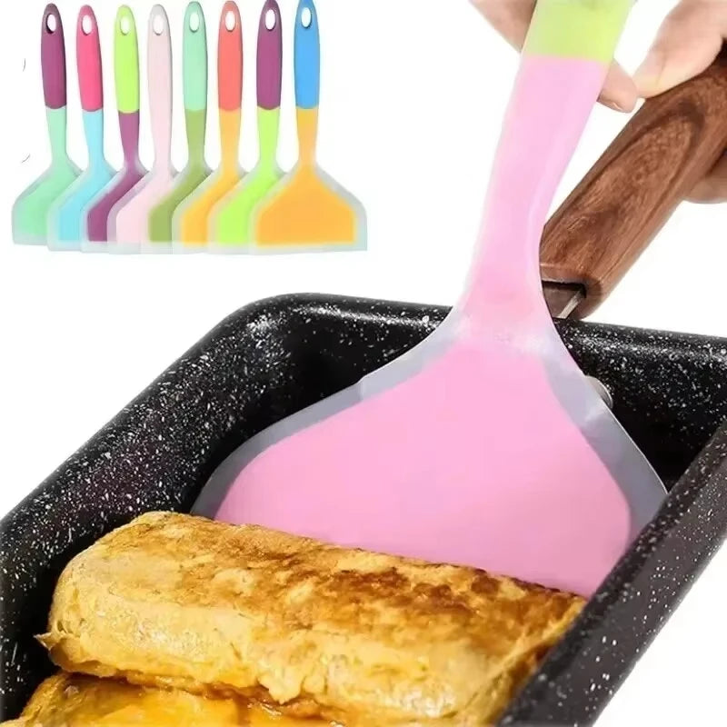 Silicone Pancake Spatula - Heat-Resistant Wide Turner for Eggs, Beef & Pizza