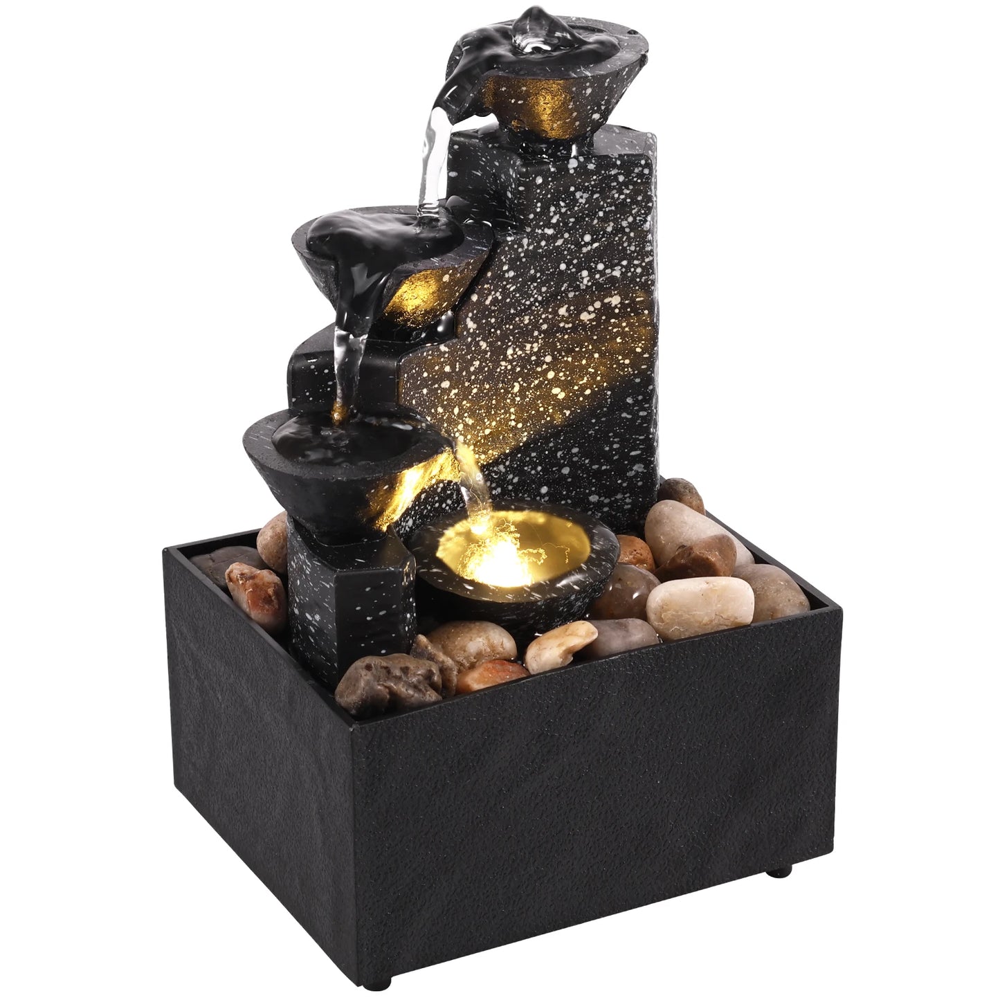 Tabletop Waterfall Fountain - Relaxation & Meditation Desktop Decor with LED Lights