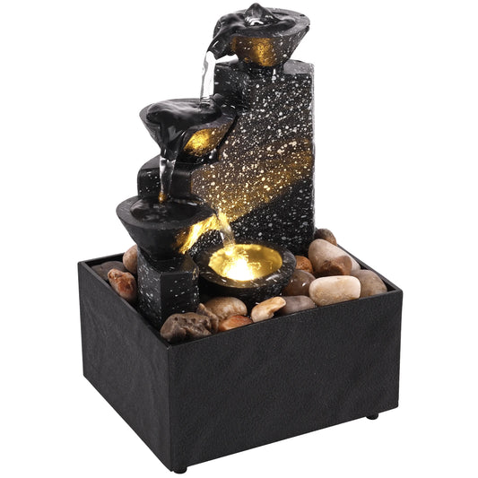 Tabletop Waterfall Fountain - Relaxation & Meditation Desktop Decor with LED Lights