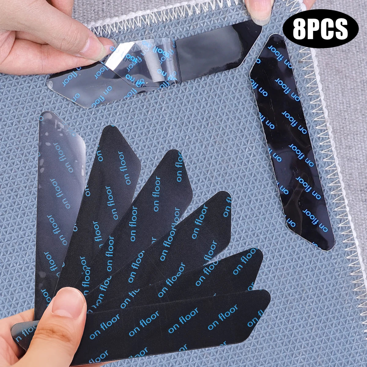 Anti-Slip Rug Grippers - Reusable Carpet Corner Pads 8-Pack