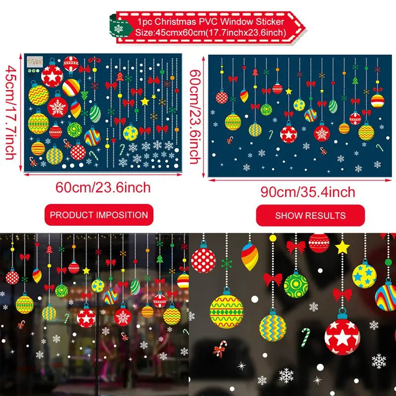 Christmas Window Stickers - Festive Holiday Decals for Home & Kids Room