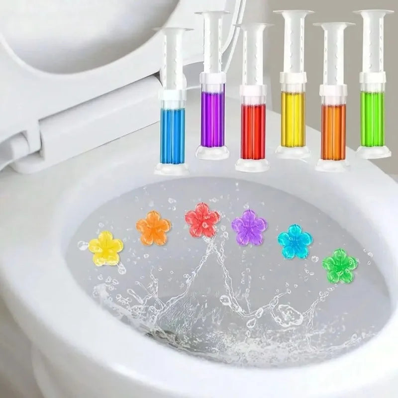 Rainbow Flower Toilet Bowl Cleaner Sticks Color Deodorizing Gel Dissolving Tablets