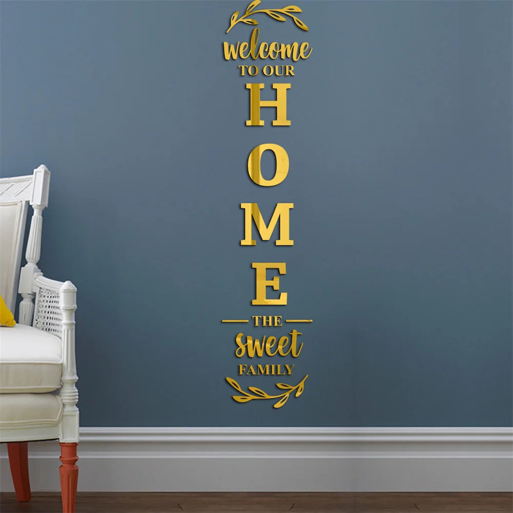 3D Mirror Wall Stickers - Removable Acrylic Letter Decals for Home Décor