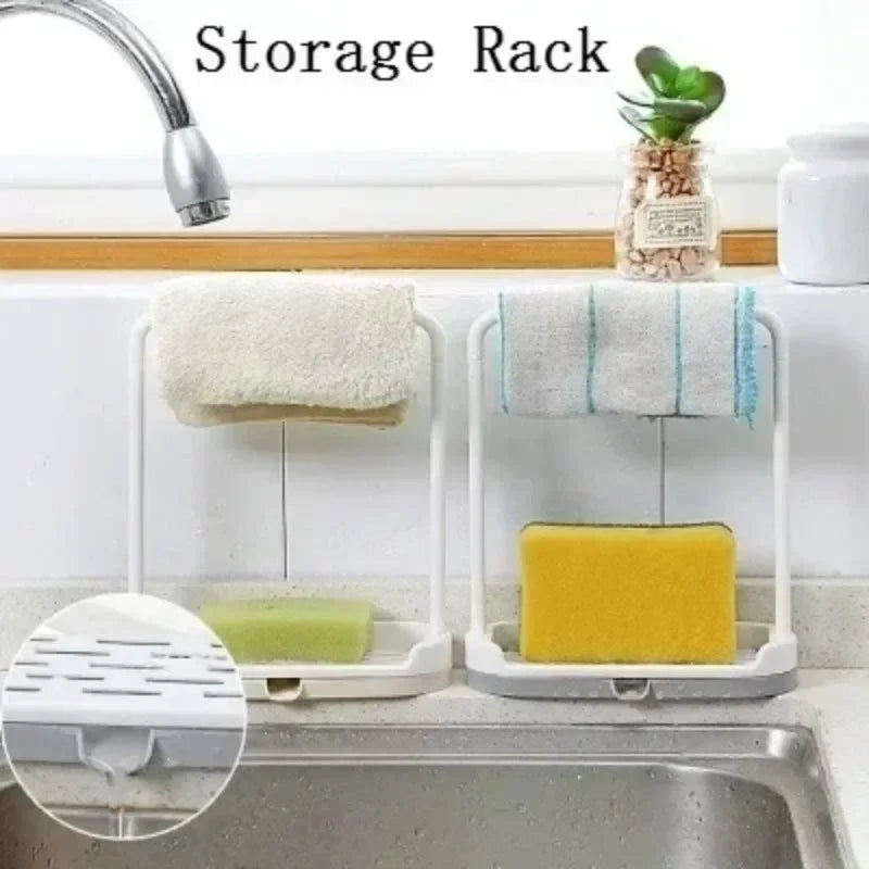 Kitchen Sink Organizer Rack - Sponge & Towel Holder with Soap Dispenser