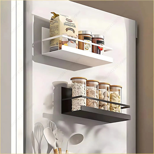 Magnetic Spice Rack Organizer - Space-Saving Fridge Storage Shelf for Kitchen