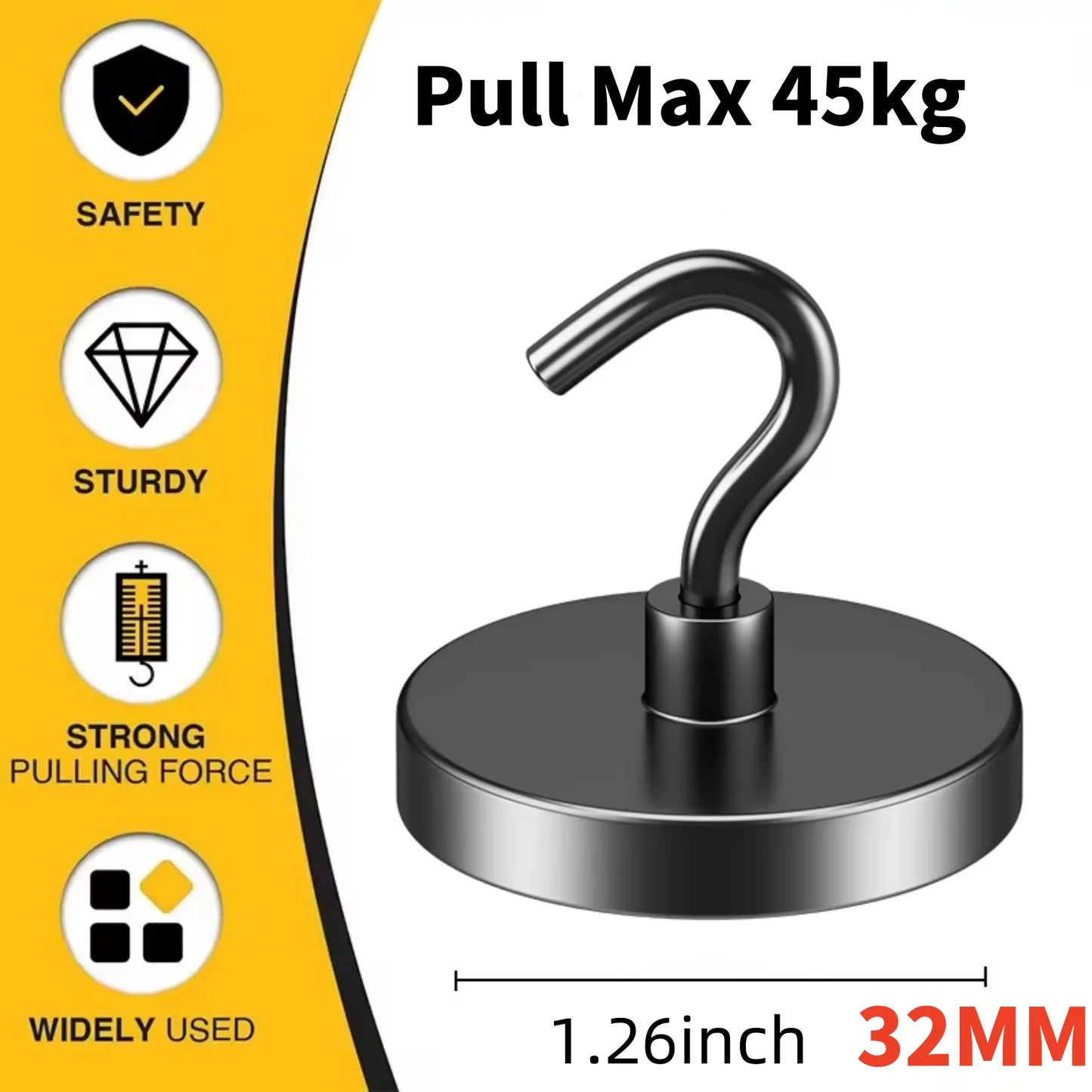 Heavy Duty Magnetic Hooks - No-Drill Wall Organization for Home & Office