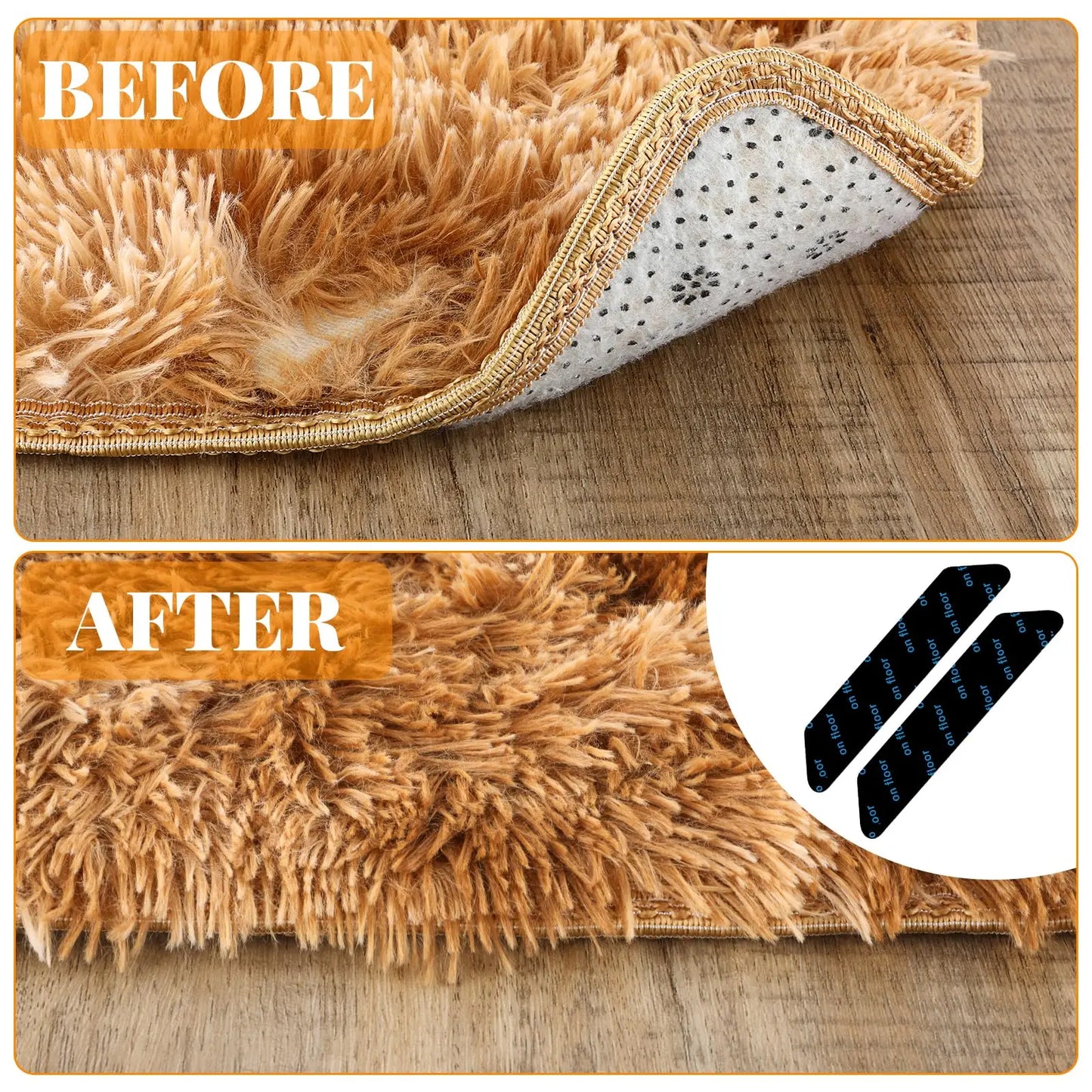 Anti-Slip Rug Grippers - Reusable Carpet Corner Pads 8-Pack