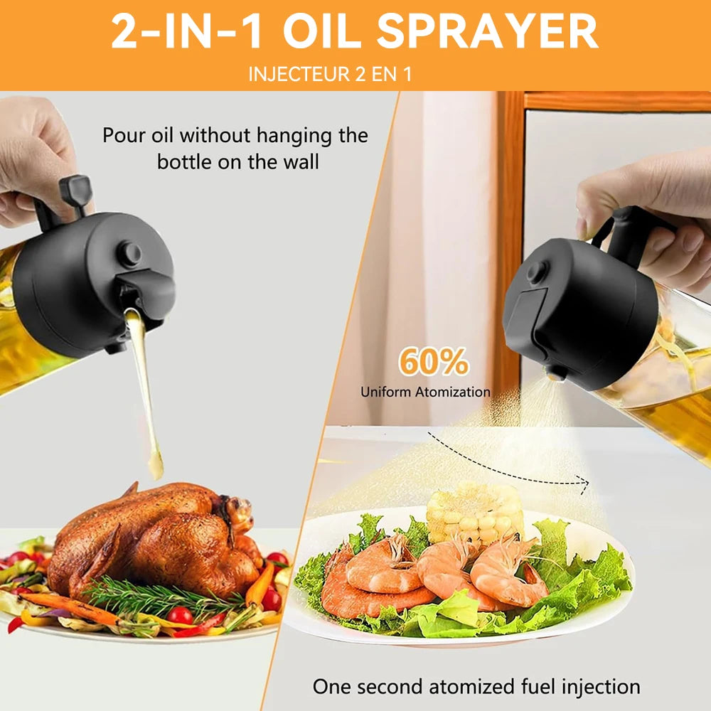 2-in-1 Oil Spray Bottle 500ml - Healthy Cooking Made Easy