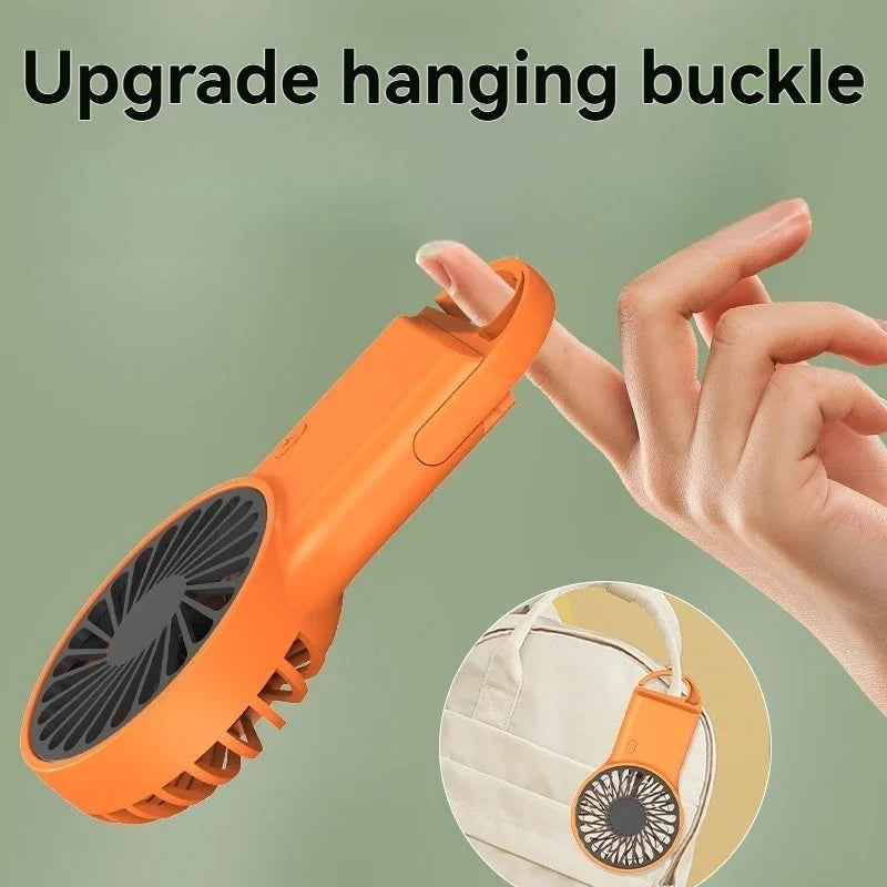 3-in-1 Foldable Mini Fan - Handheld, Desktop & Hook Mount with USB Charging