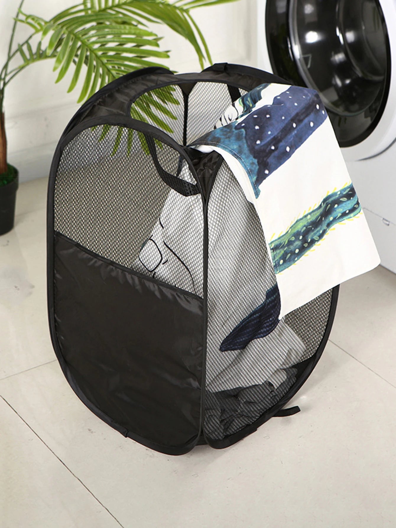 Foldable Laundry Basket - Large Mesh Clothes Hamper with Handles, Portable & Space-Saving