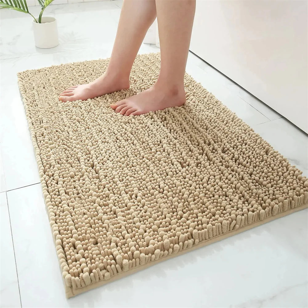 Ultra-Soft Chenille Bathroom Rug - Non-Slip Memory Foam Bath Mat with Anti-Slip Backing