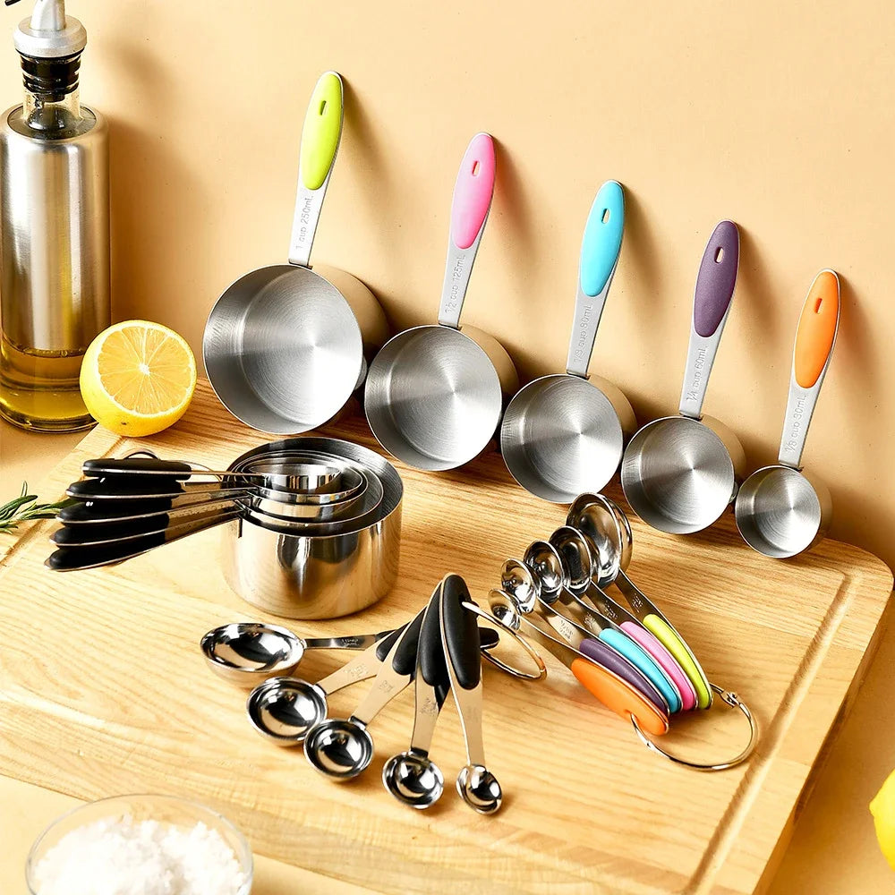 Stainless Steel Measuring Cups & Spoons Set - 10 Piece