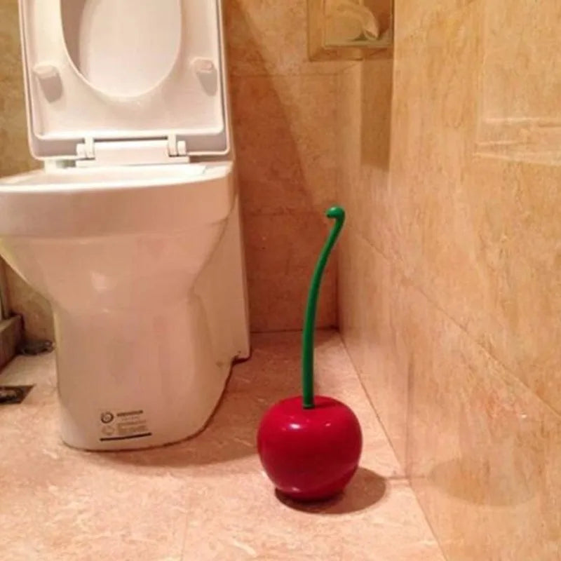 Cherry Toilet Brush & Holder Set - Cute Long Handle Bathroom Decor