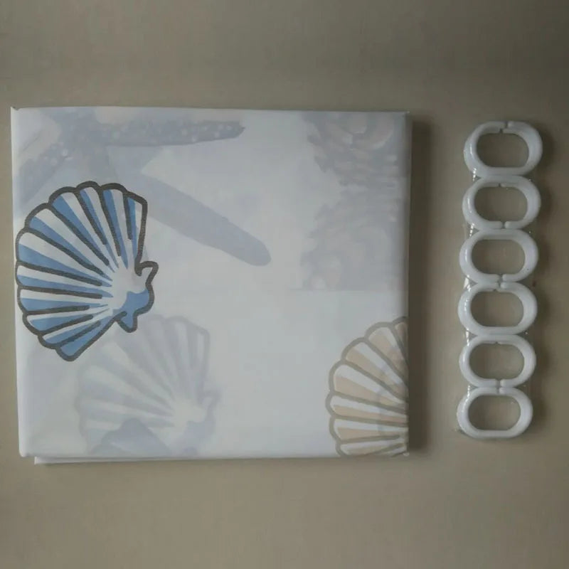 Waterproof Bathroom Shower Curtain - 180x200cm with 12 Hooks