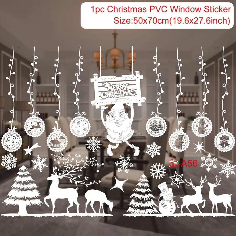 Christmas Window Stickers - Festive Holiday Decals for Home & Kids Room