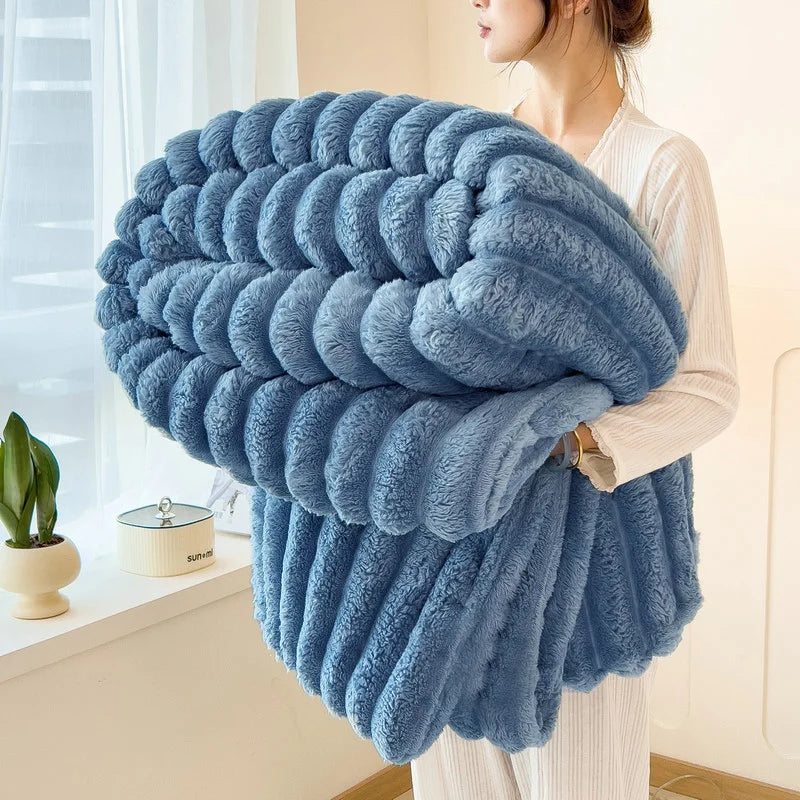 Striped Fleece Throw Blanket — Soft, Warm & Anti-Pilling in 3 Sizes & 7 Colors