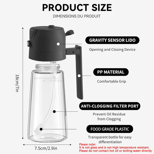 2-in-1 Oil Spray Bottle 500ml - Healthy Cooking Made Easy