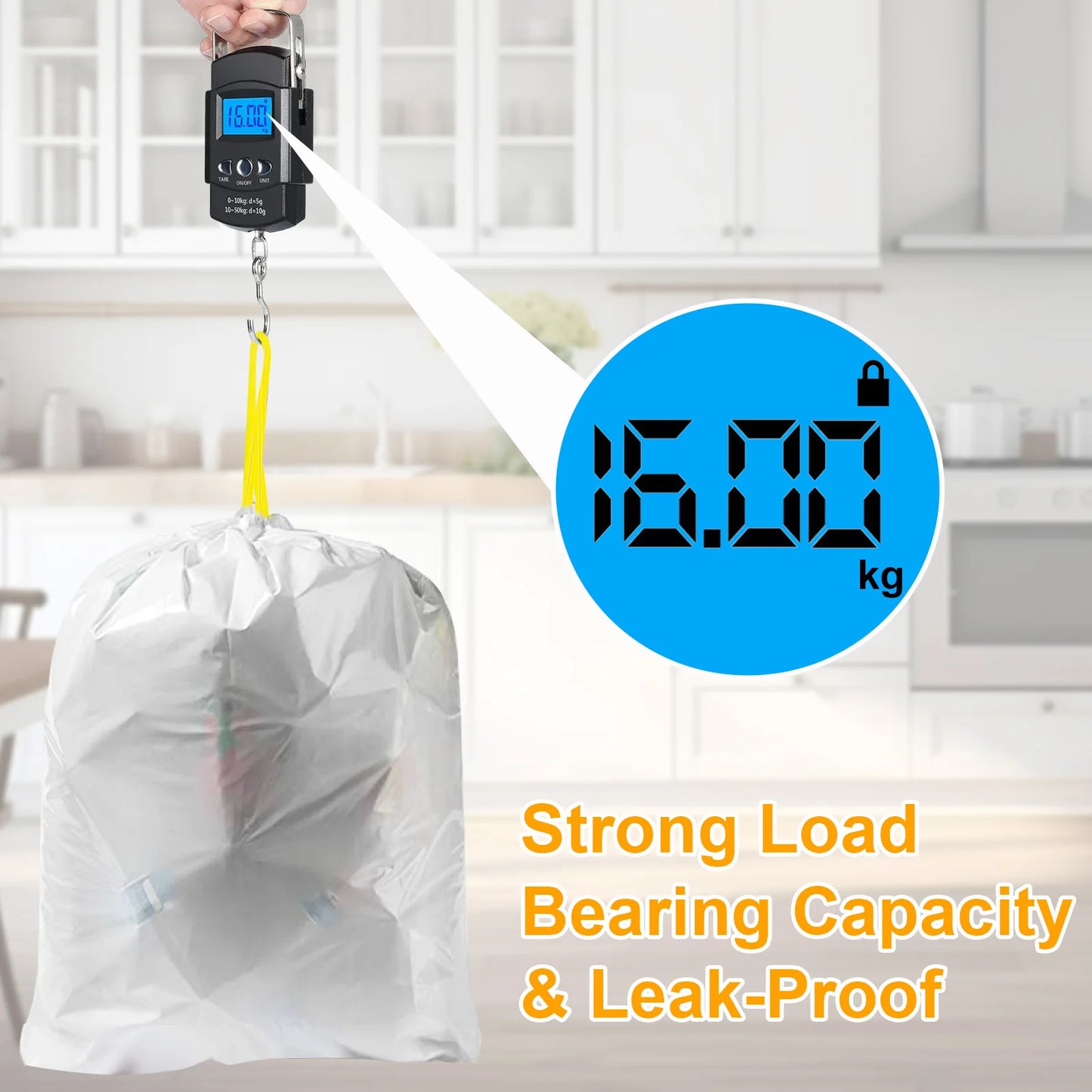 Heavy Duty Drawstring Trash Bags - 13 Gallon Kitchen Waste Bags