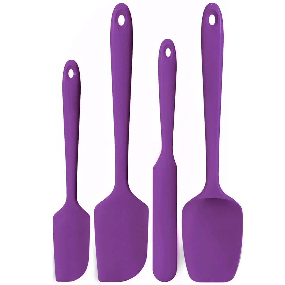 Silicone Spatula Set 4-Piece - Heat Resistant Kitchen Utensils with Non-Slip Handles