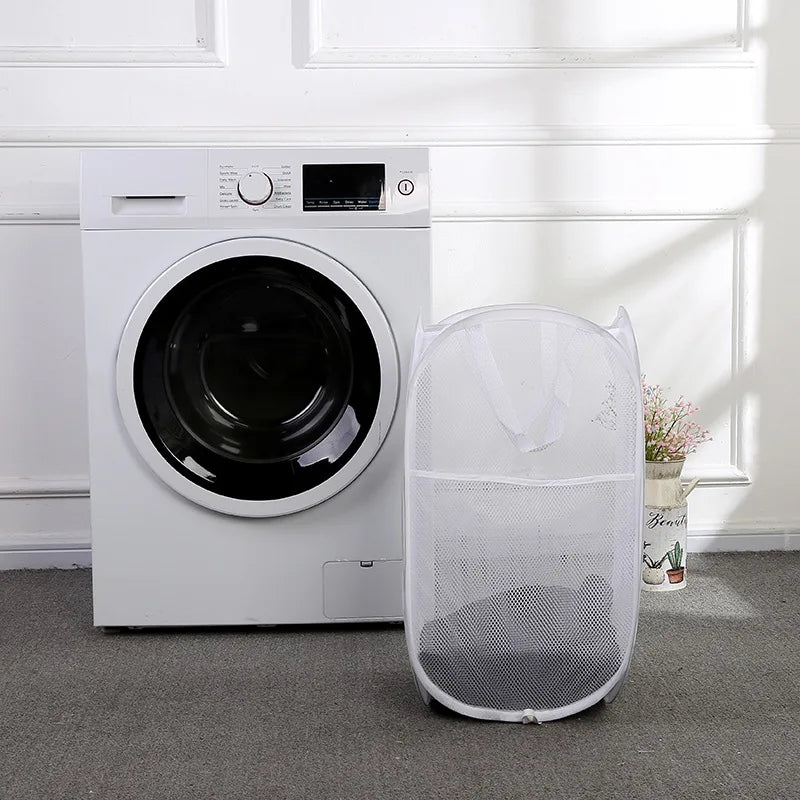 Foldable Laundry Basket - Large Mesh Clothes Hamper with Handles, Portable & Space-Saving