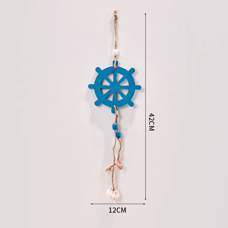 Mediterranean Coastal Wall Decor - Wooden Lighthouse & Sailboat Hanging Ornaments