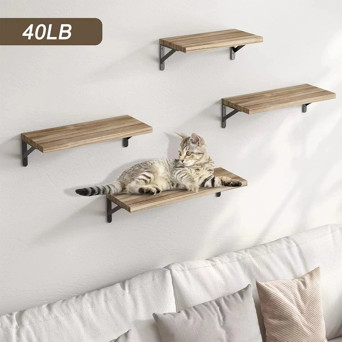 Floating Wall Shelves - Wood Mounted Bookshelf for Living Room, Bedroom & Kitchen
