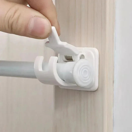 Adjustable Curtain Rod Clips - Self-Adhesive Nail-Free Wall Brackets