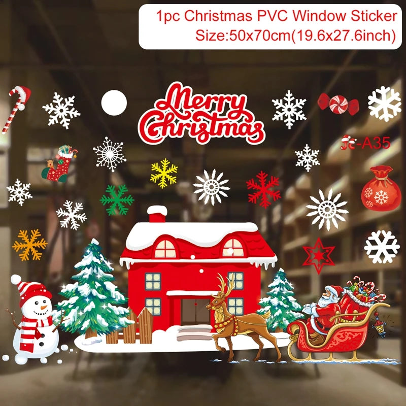 Christmas Window Stickers - Festive Holiday Decals for Home & Kids Room