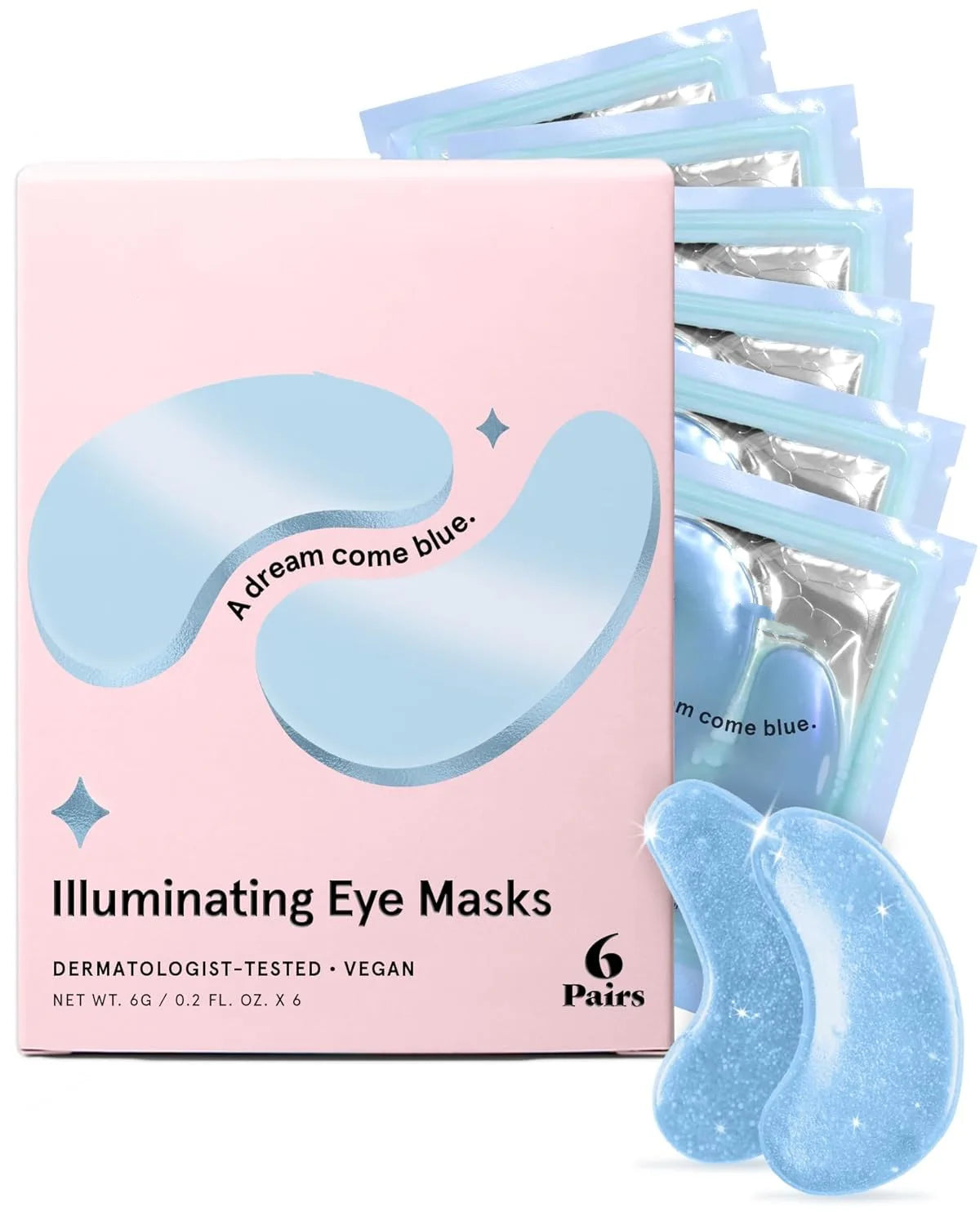 6 Pairs Gold Collagen Crystal Eye Patches - Anti-Aging Under Eye Masks for Dark Circles & Puffiness