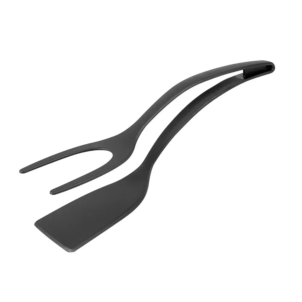 2-in-1 Nylon Flip Tongs with Egg Spatula & Steak Turner - Multi-Function Kitchen Tool