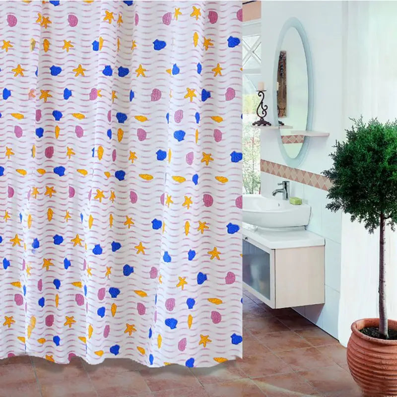 Waterproof Bathroom Shower Curtain - 180x200cm with 12 Hooks