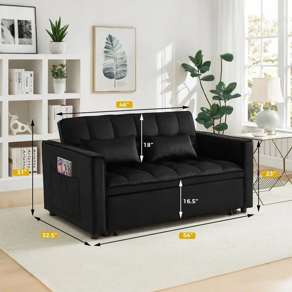 Convertible Sleeper Sofa Bed - 3-in-1 Pull-Out Loveseat for Small Spaces