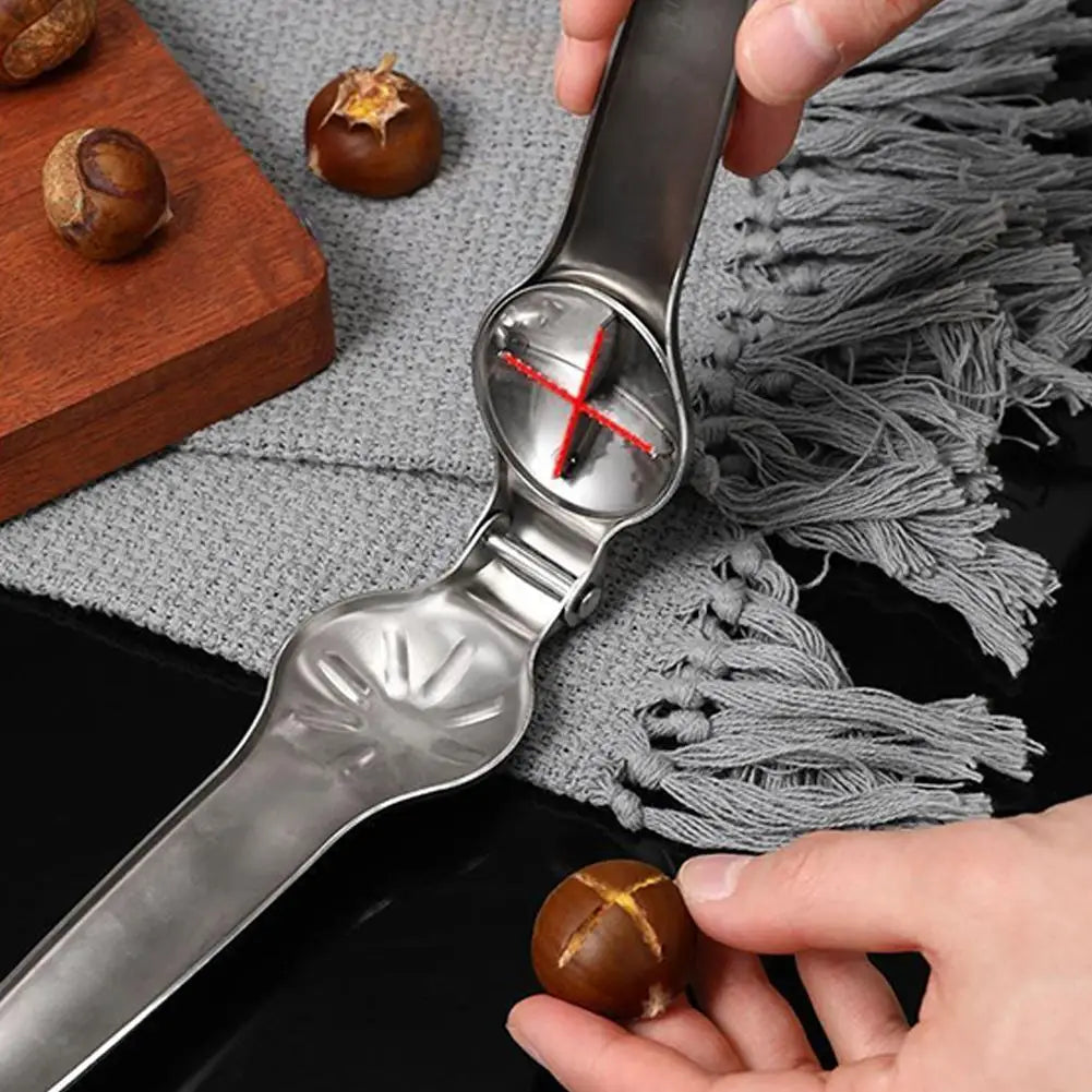 2-in-1 Stainless Steel Nut Cracker - Quick Chestnut & Walnut Opener Tool