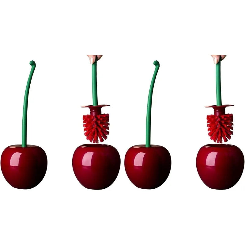 Cherry Toilet Brush & Holder Set - Cute Long Handle Bathroom Decor