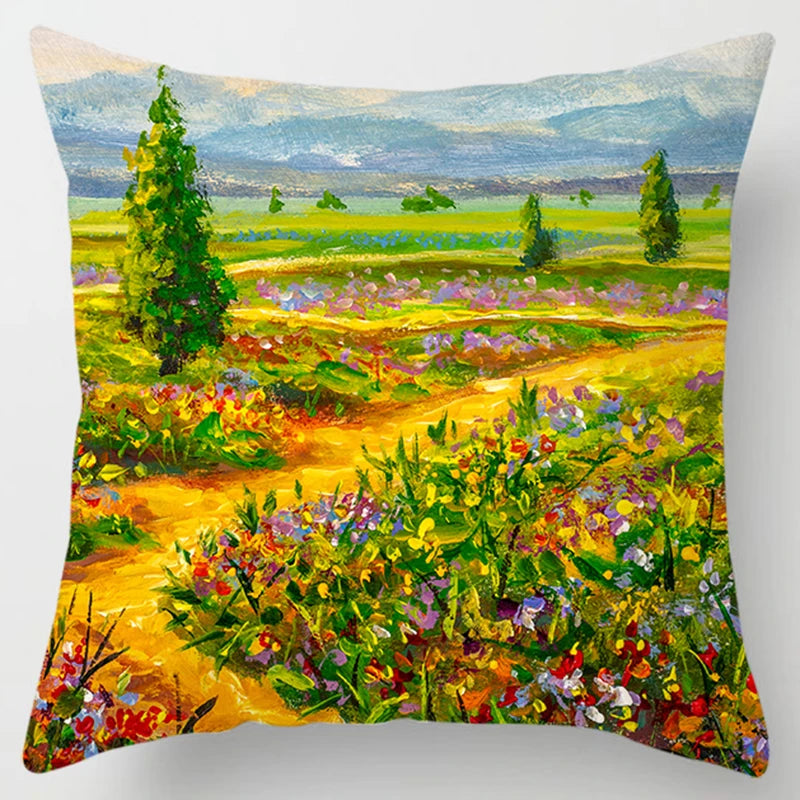 Lavender Pattern Throw Pillow Cover - Decorative Sofa Cushion Case for Living Room & Bedroom