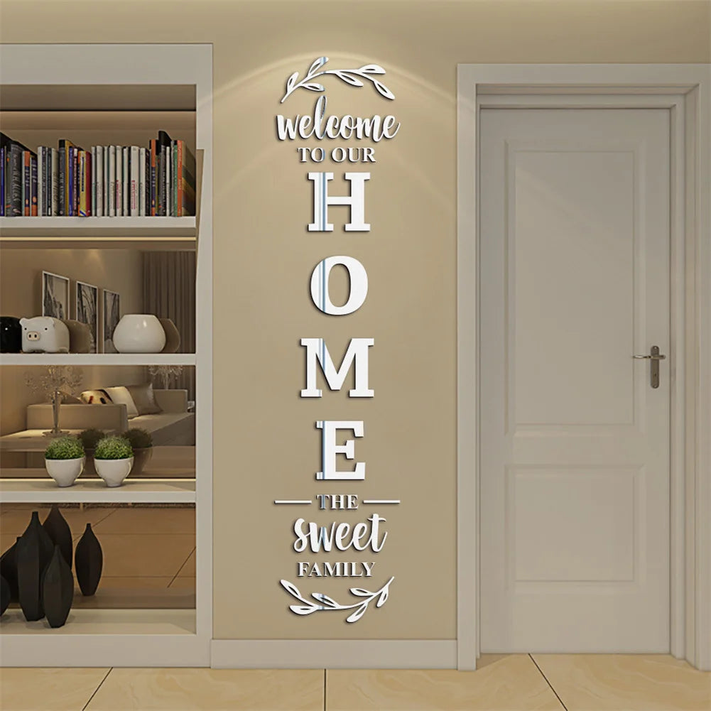 3D Mirror Wall Stickers - Removable Acrylic Letter Decals for Home Décor