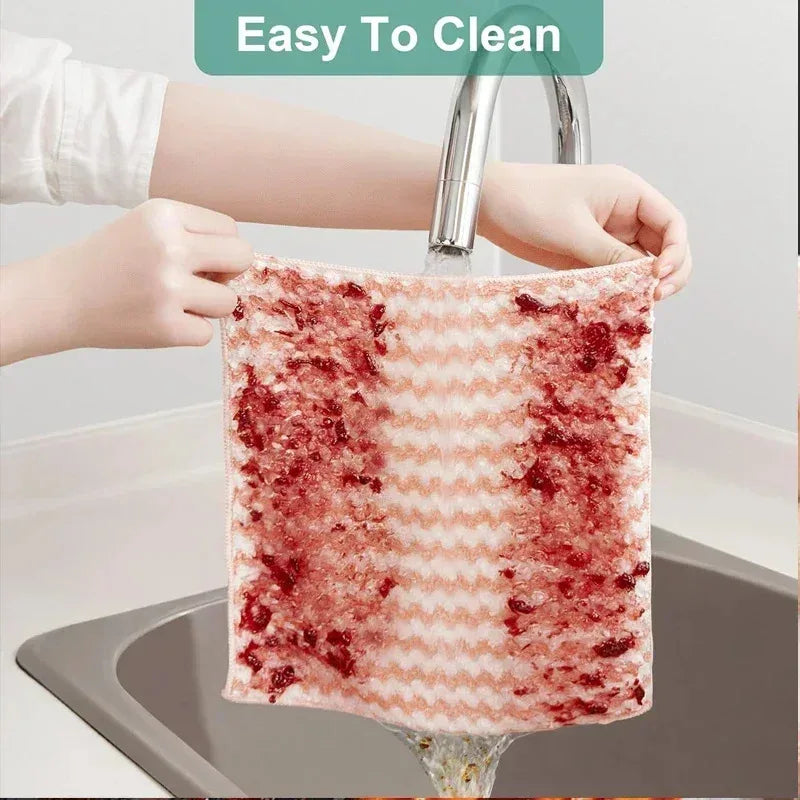 Super Absorbent Coral Fleece Dish Cloths – Reusable Kitchen Cleaning Towels