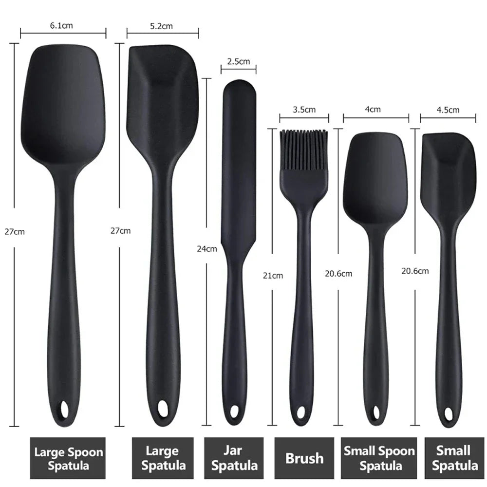 Silicone Spatula Set 6-Piece - Heat Resistant Non-Stick Kitchen Utensils for Cooking & Baking