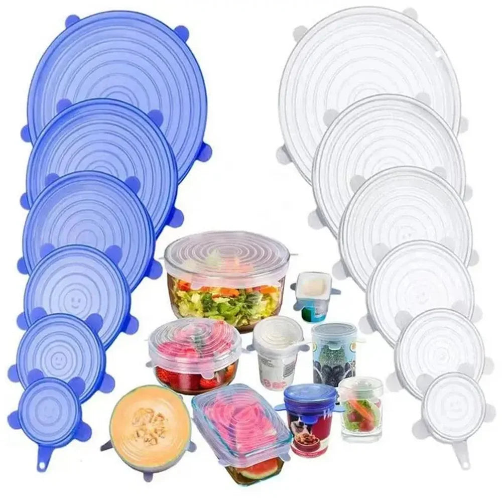 6-Piece Silicone Food Storage Lids - Reusable Airtight Stretch Covers for Kitchen